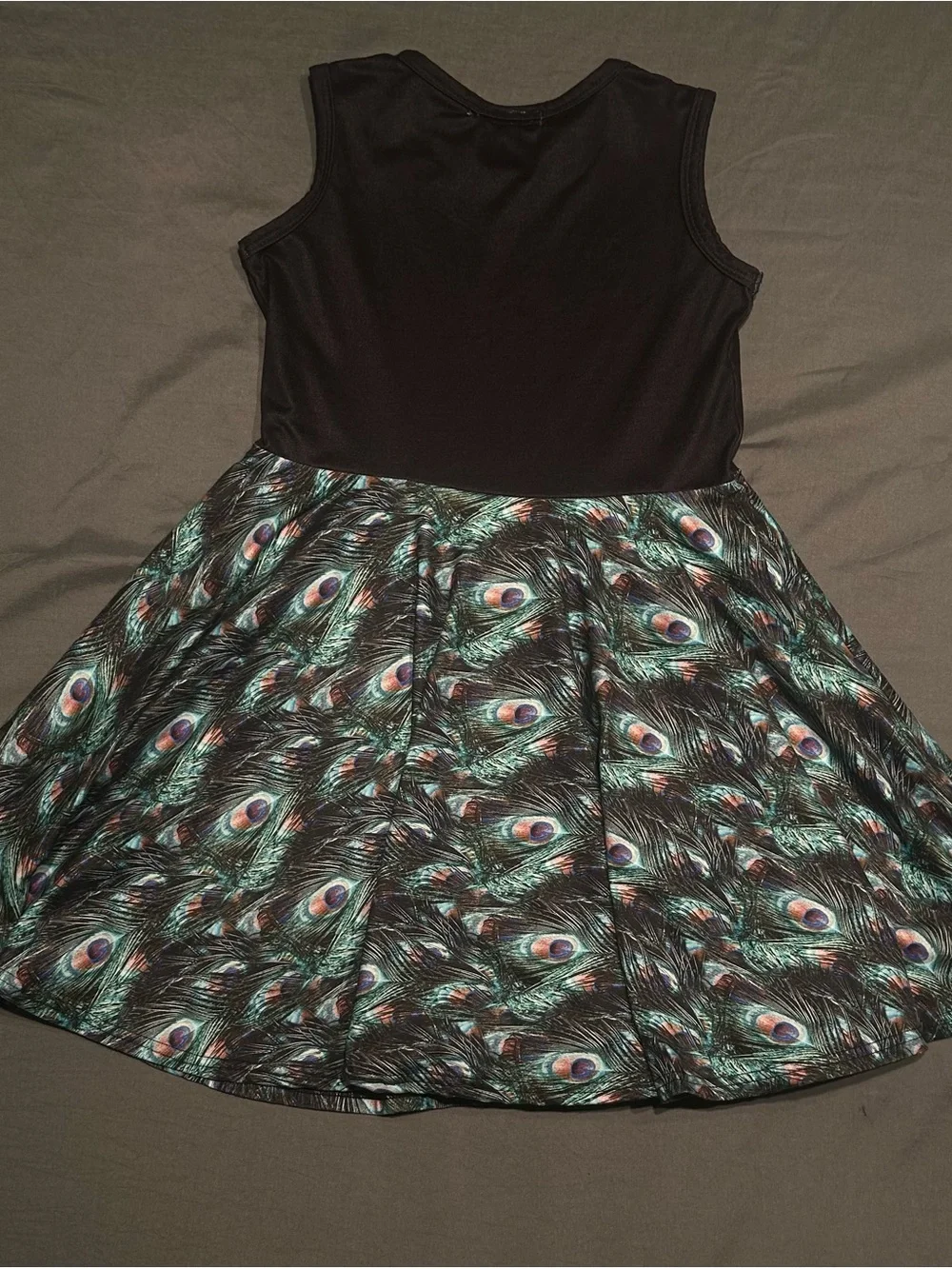 Little Dress Shoppe Girls Peacock Feather Print Fit & Flare Tank Dress